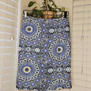 Banana Republic A-Line Blue and White Skirt